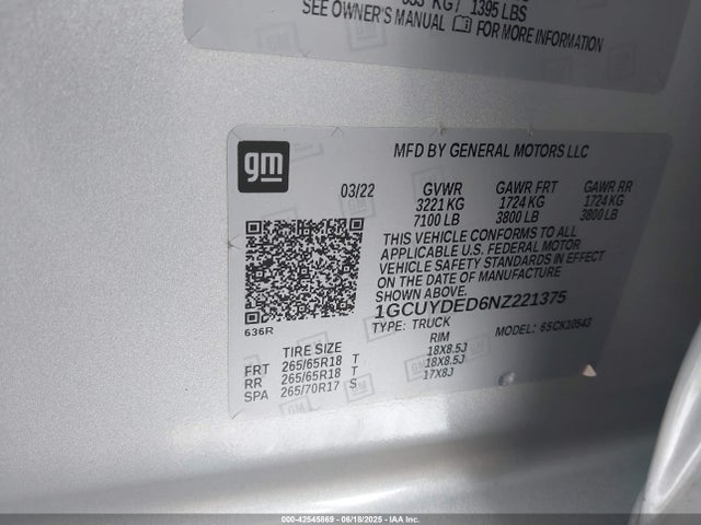 1GCUYDED6NZ221375 Chevrolet l84