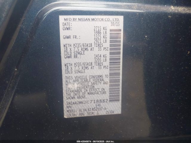 2015 NISSAN PATHFINDER 5N1AR2MN1FC718882 Photo 8