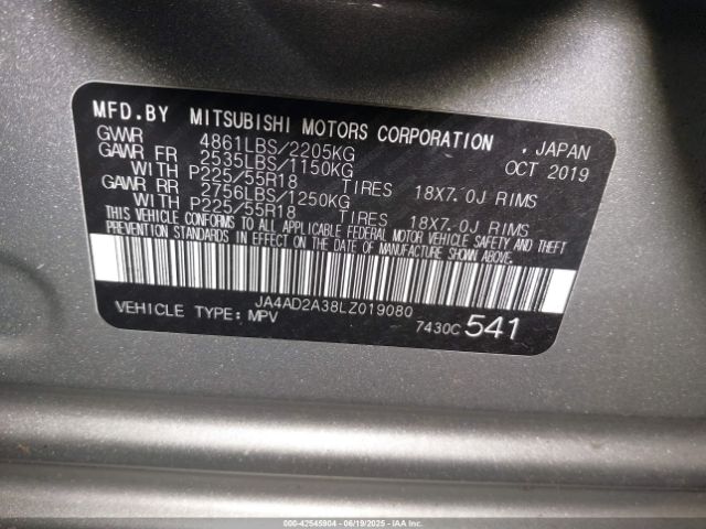 2020 MITSUBISHI OUTLANDER JA4AD2A38LZ019080 Photo 8