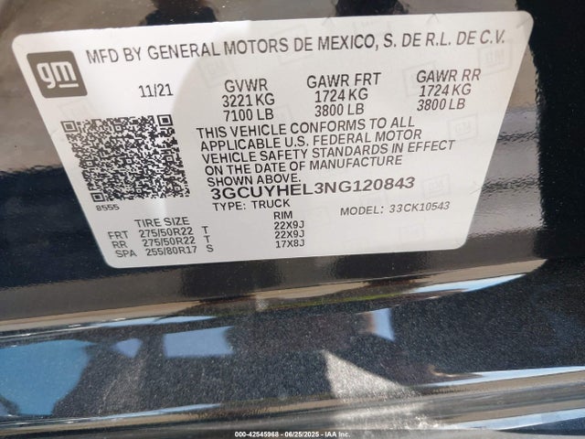 3GCUYHEL3NG120843 Chevrolet l87