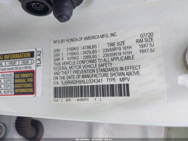 2020 HONDA CR-V 5J6RW2H9XLL024341 Photo 8