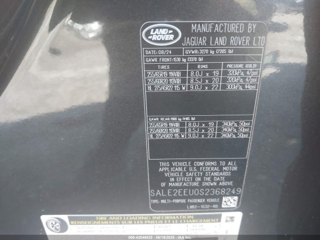 SALE2EEU0S2368249 Land Rover aj120