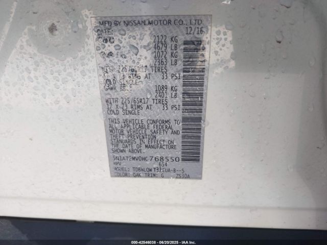 2017 NISSAN ROGUE 5N1AT2MV0HC768550 Photo 8
