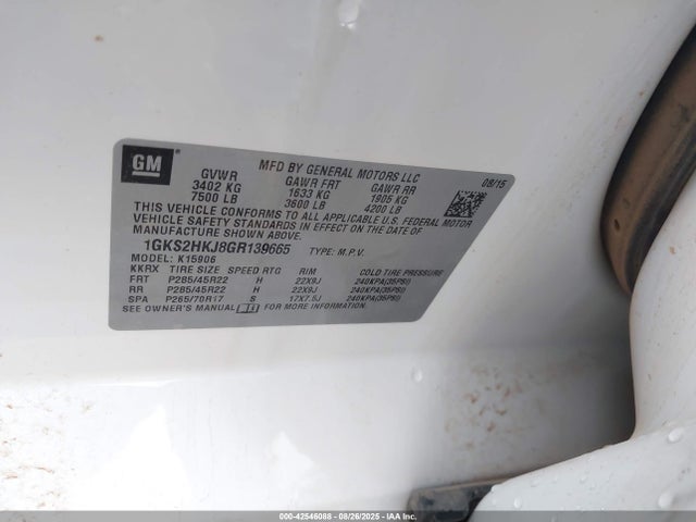1GKS2HKJ8GR139665 GMC l86 - sidi, vvt, afm, e85 max, alum