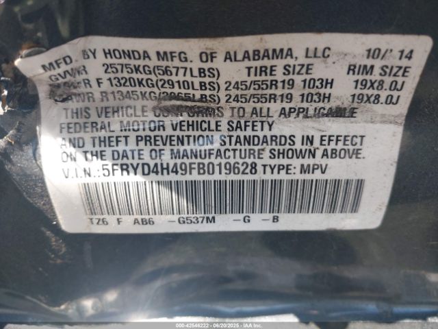 2015 ACURA MDX 5FRYD4H49FB019628 Photo 8