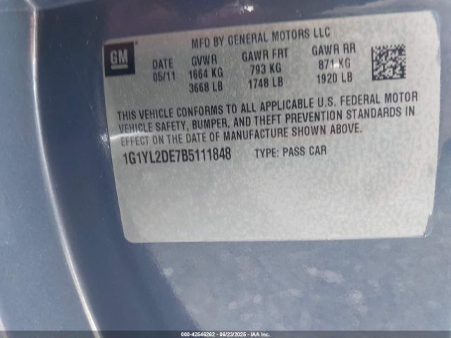 2011 CHEVROLET CORVETTE 1G1YL2DE7B5111848 Photo 8