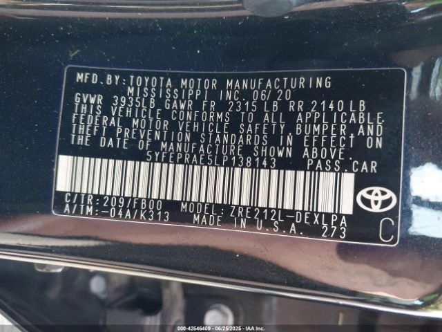 2020 TOYOTA COROLLA 5YFEPRAE5LP138143 Photo 8