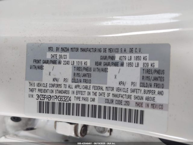 2023 MAZDA MAZDA3 3MZBPABM1PM383204 Photo 8