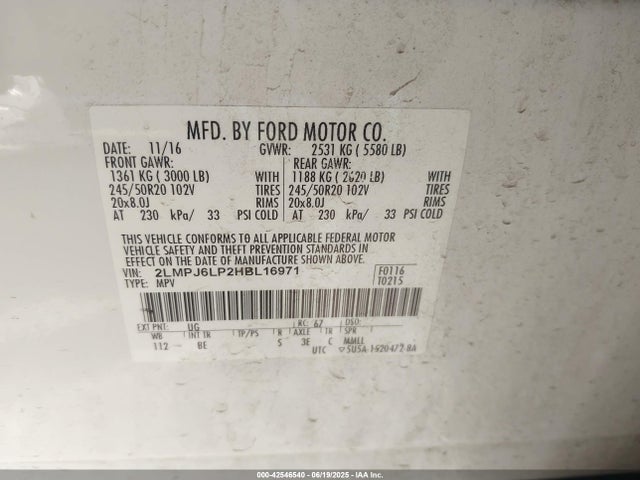 Lincoln 2.7l gtdi 2017 2LMPJ6LP2HBL16971 Image 9