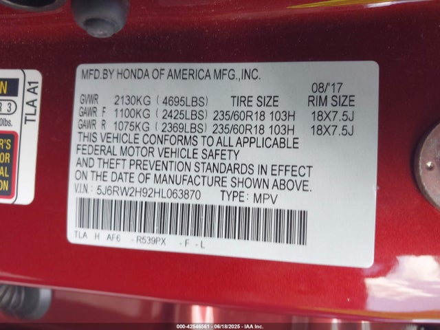 5J6RW2H92HL063870 Honda l15be
