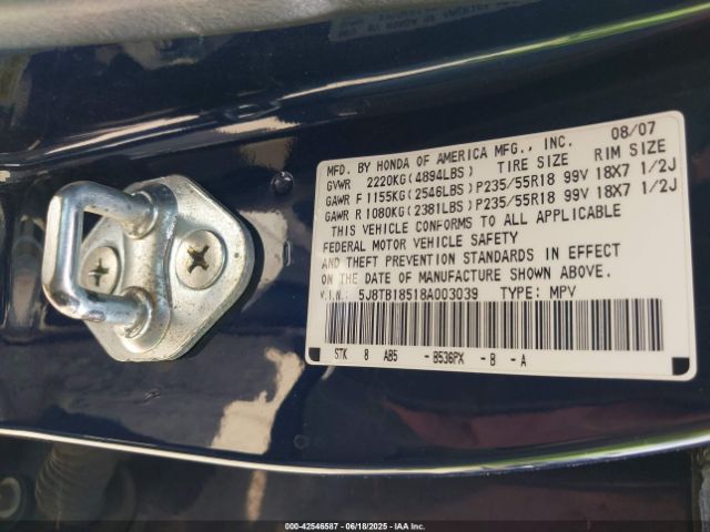 2008 ACURA RDX 5J8TB18518A003039 Photo 8