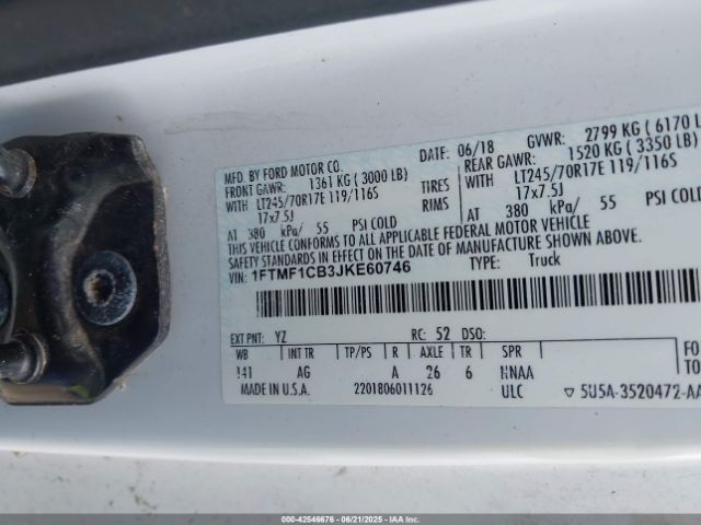 2018 FORD F-150 1FTMF1CB3JKE60746 Photo 8
