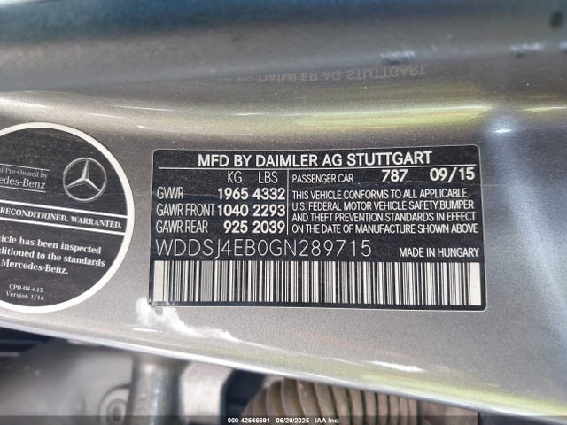 WDDSJ4EB0GN289715 Mercedes-Benz 2016