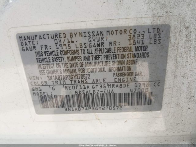3N1AB7AP3GY270572 Nissan 2016
