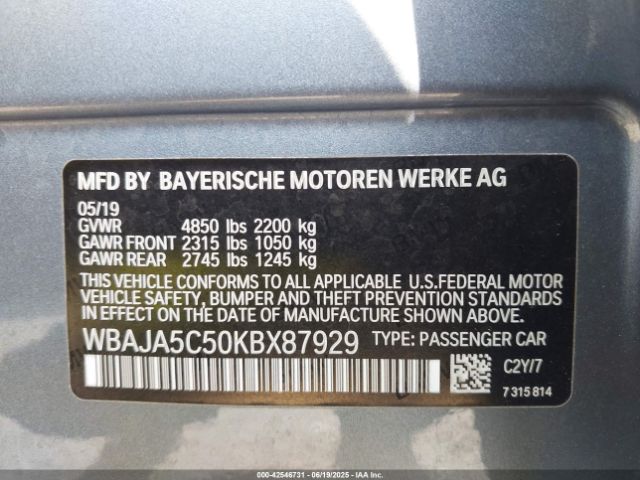 2019 BMW 530I WBAJA5C50KBX87929 Photo 8