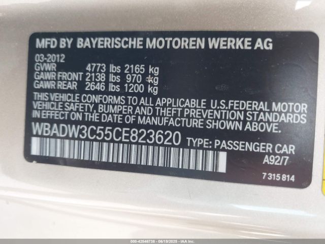 2012 BMW 328I WBADW3C55CE823620 Photo 8