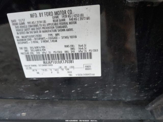 2018 FORD ECOSPORT MAJ6P1UL0JC170381 Photo 8