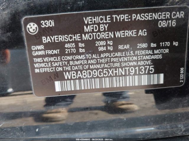 2017 BMW 330I WBA8D9G5XHNT91375 Photo 8
