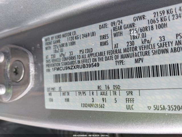 2024 FORD ESCAPE 1FMCU9NZXRUB39549 Photo 8