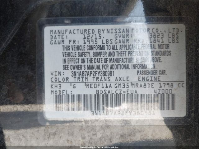3N1AB7AP2FY380981 Nissan 2015
