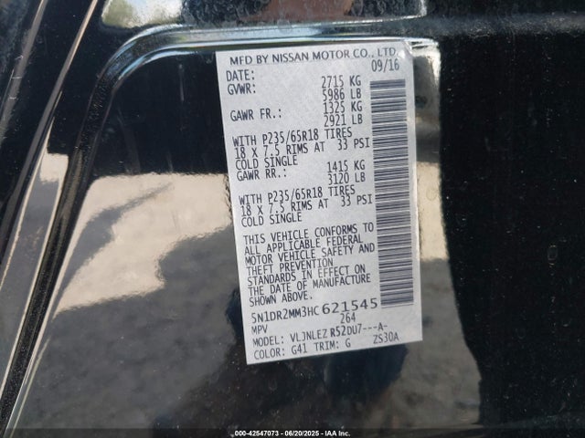 5N1DR2MM3HC621545 Nissan Pathfinder