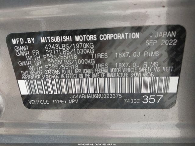 2022 MITSUBISHI OUTLANDER SPORT JA4ARUAU6NU023375 Photo 8