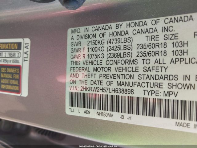 2020 HONDA CR-V 2HKRW2H57LH638898 Photo 8