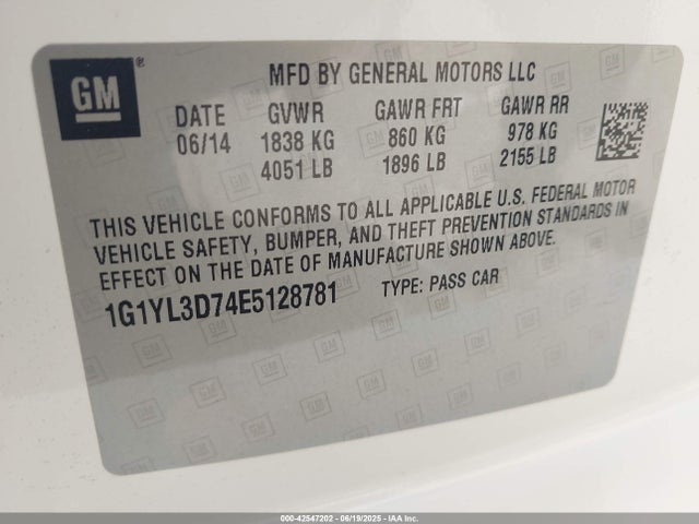 2014 CHEVROLET CORVETTE STINGRAY 1G1YL3D74E5128781 Photo 8