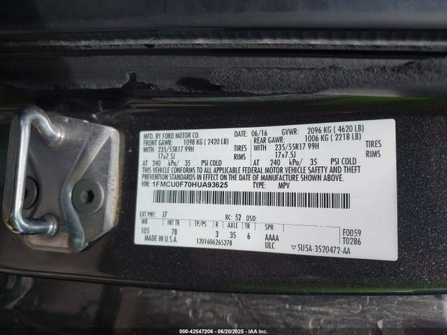 1FMCU0F70HUA93625 Ford 2.5l i-vct