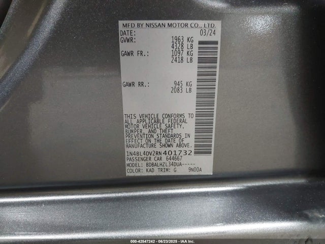 Nissan Altima 2024 1N4BL4DV2RN401732 Image 9