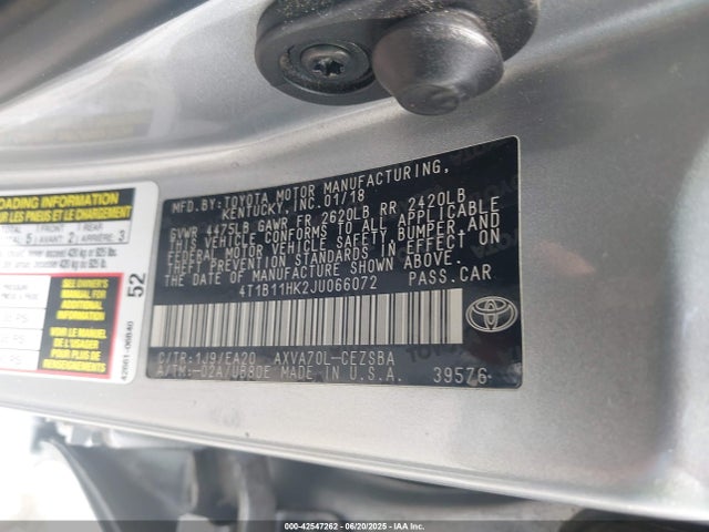 4T1B11HK2JU066072 Toyota a25a-fks