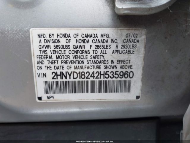 2002 ACURA MDX 2HNYD18242H535960 Photo 8