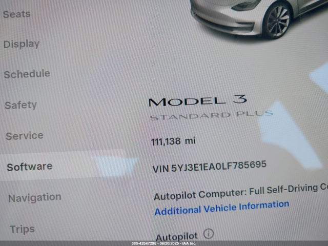Tesla MODEL 3 2020 5YJ3E1EA0LF785695 Image 15
