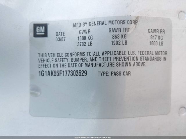2007 CHEVROLET COBALT 1G1AK55F177303629 Photo 8