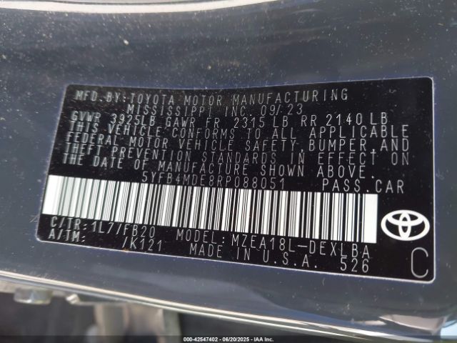 2024 TOYOTA COROLLA 5YFB4MDE8RP088051 Photo 8