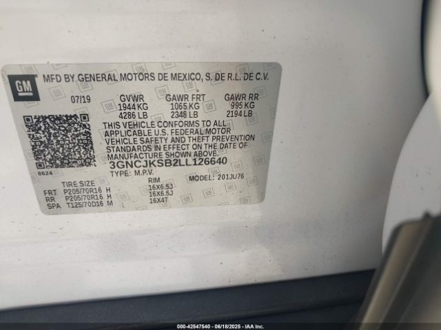 2020 CHEVROLET TRAX 3GNCJKSB2LL126640 Photo 8