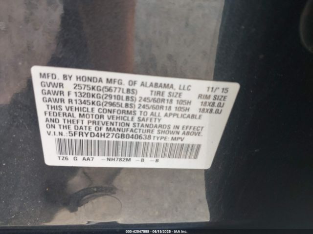 2016 ACURA MDX 5FRYD4H27GB040638 Photo 8