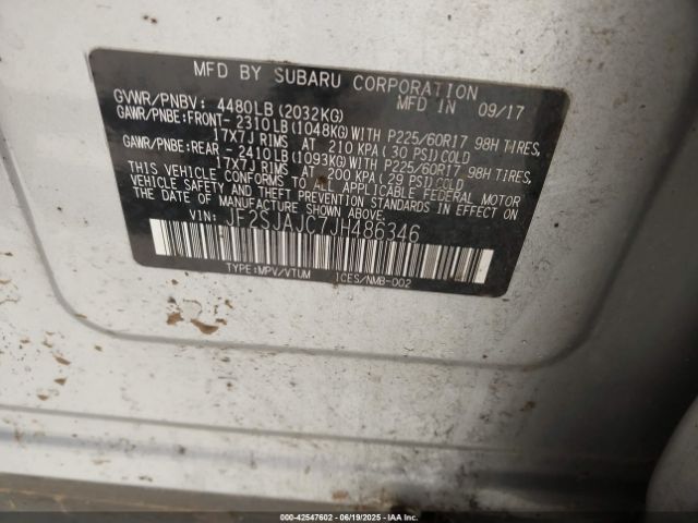 JF2SJAJC7JH486346 Subaru naturally aspirated u5