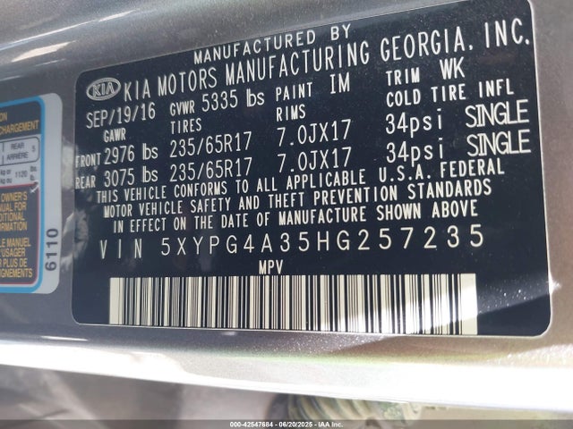 5XYPG4A35HG257235 KIA 2017
