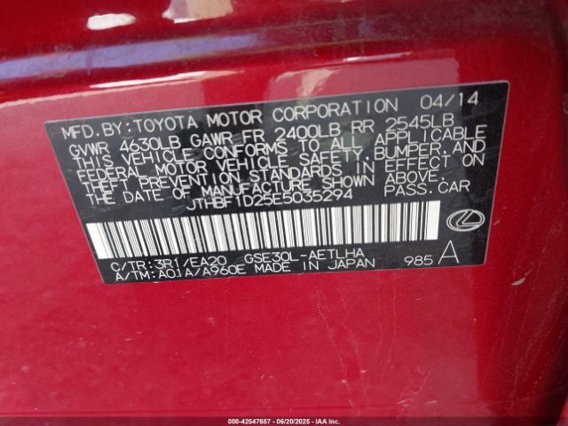 JTHBF1D25E5035294 Lexus 4gr-fse