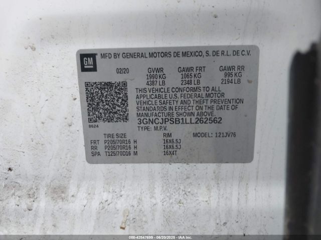 2020 CHEVROLET TRAX 3GNCJPSB1LL262562 Photo 8