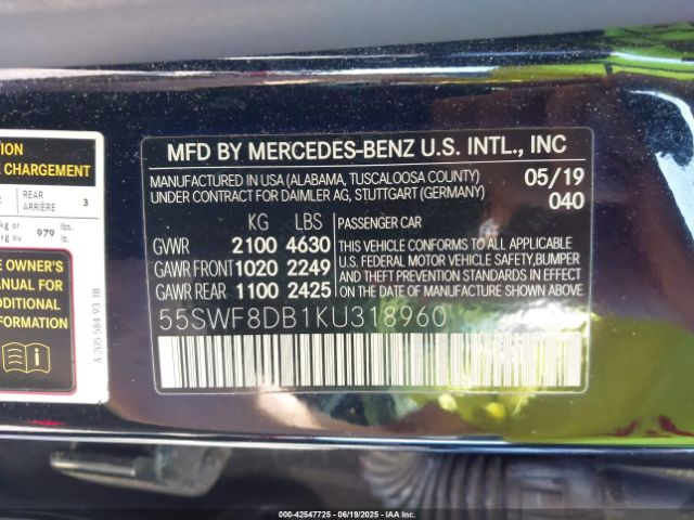 2019 MERCEDES-BENZ C 300 55SWF8DB1KU318960 Photo 8