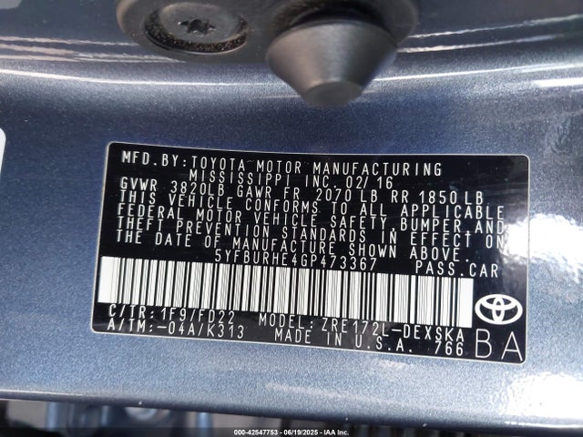 Toyota 2zr-fe 2016 5YFBURHE4GP473367 Image 9