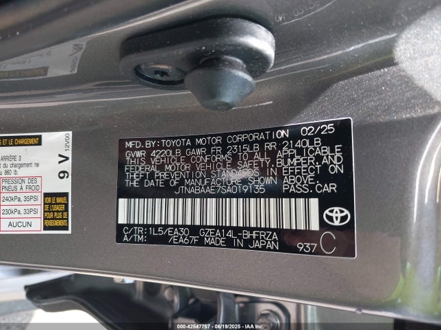 Toyota g16e-gts 2025 JTNABAAE7SA019135 Image 9
