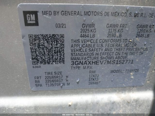 2021 CHEVROLET EQUINOX 3GNAXHEV7MS152771 Photo 8