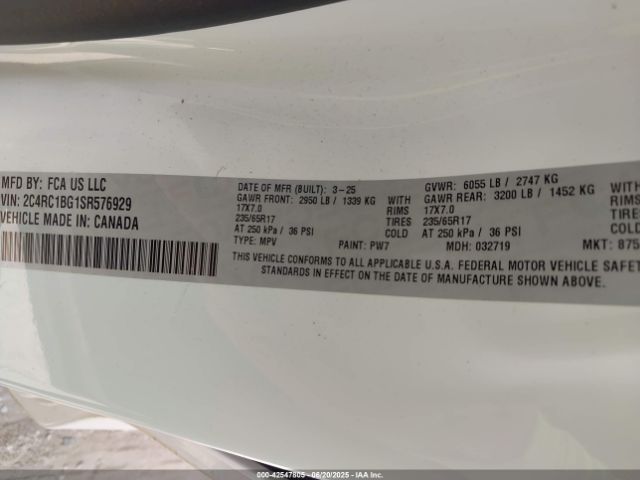 2C4RC1BG1SR576929 Chrysler Pacifica