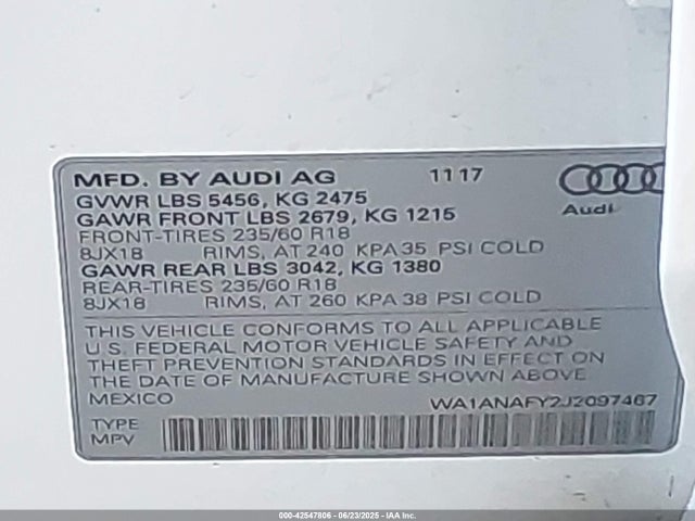 2018 AUDI Q5 WA1ANAFY2J2097467 Photo 8