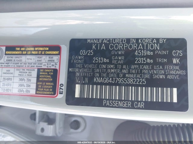 KNAG64J79S5382225 KIA gdi theta iii