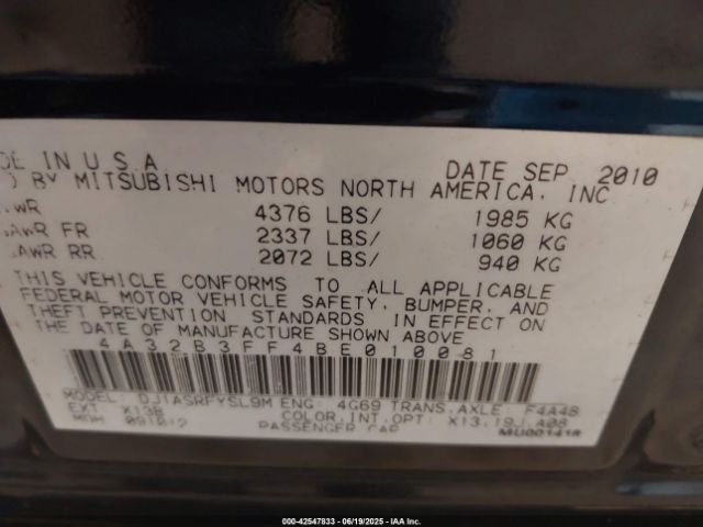 2011 MITSUBISHI GALANT 4A32B3FF4BE010081 Photo 8