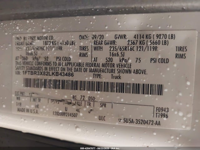 2020 FORD TRANSIT-250 CARGO VAN 1FTBR3X82LKB43486 Photo 8